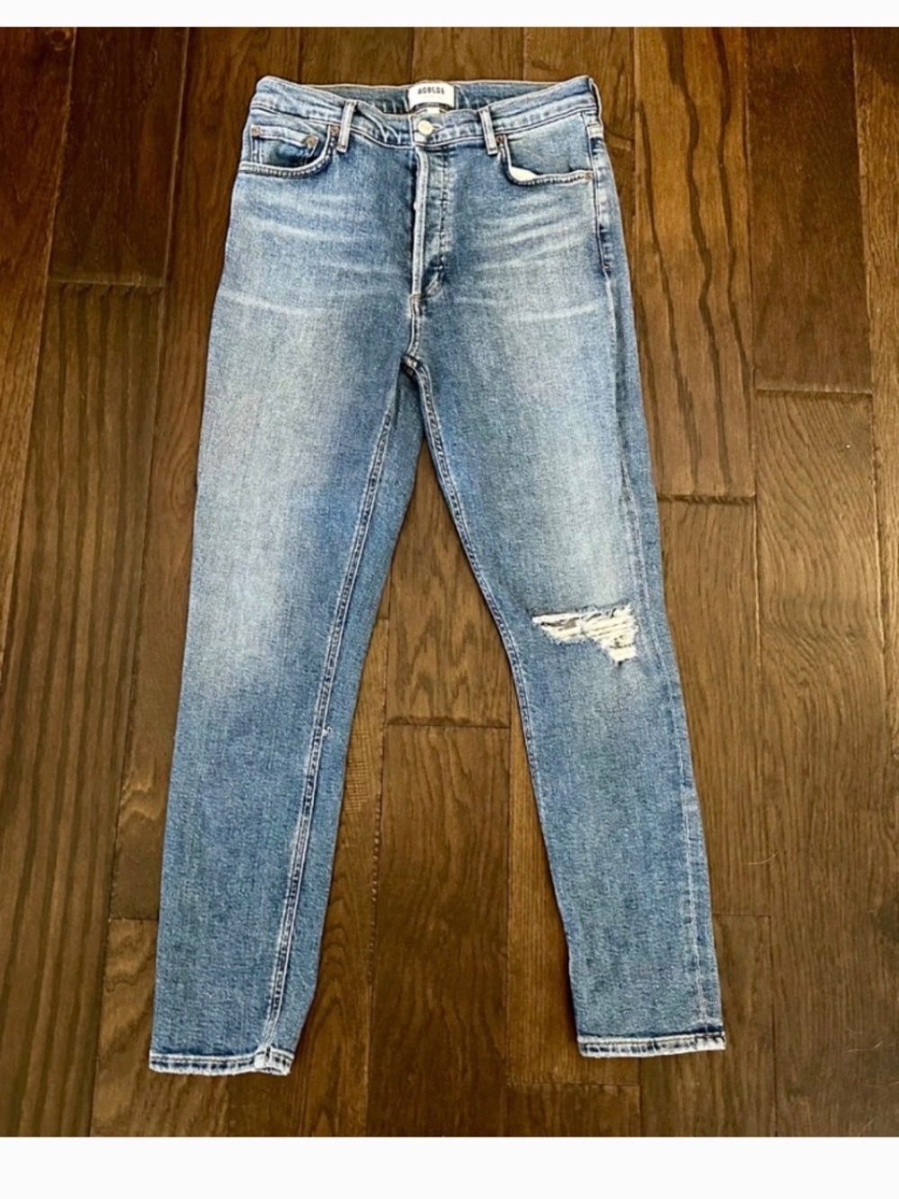 AGOLDE Nico High Rise Slim Jeans in Shoreline | Size 27 | Distressed Button Fly - Picture 5 of 8